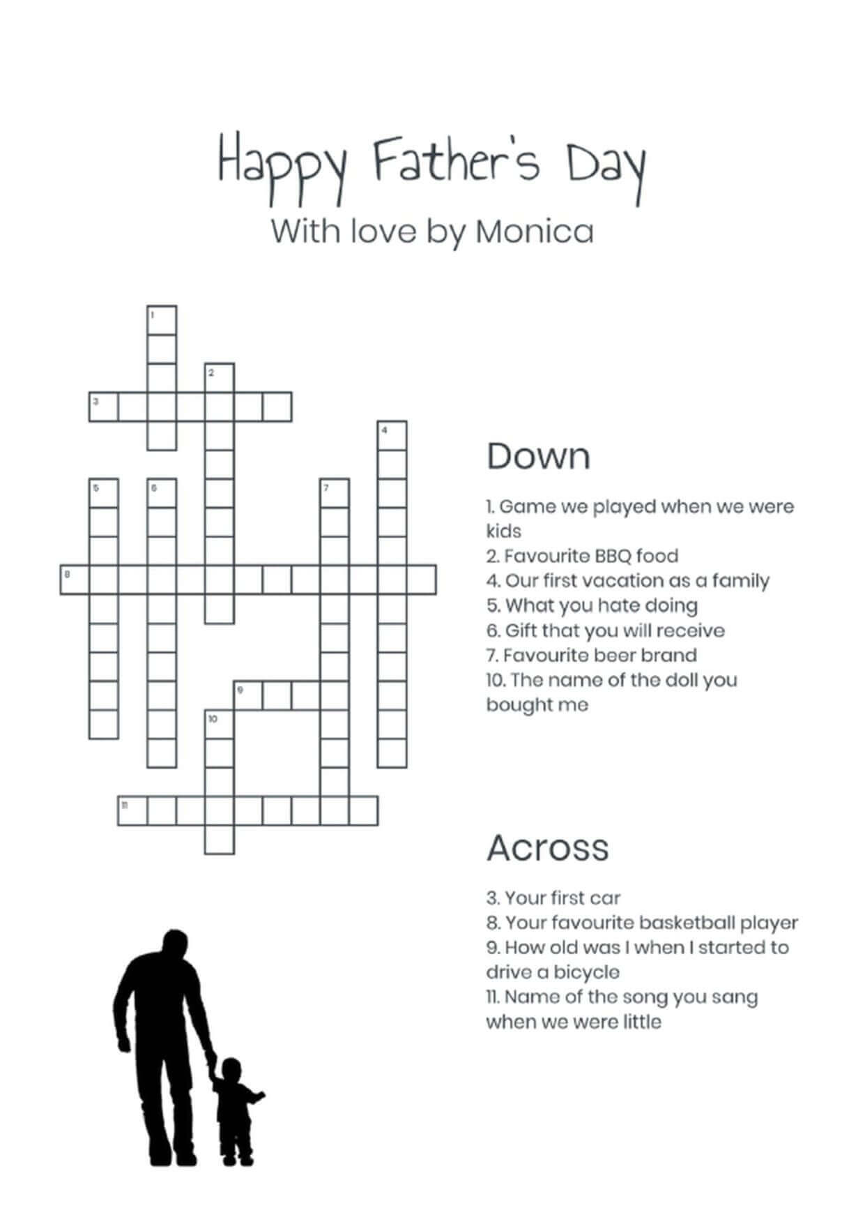 Custom father and daughter bw fathers day crossword